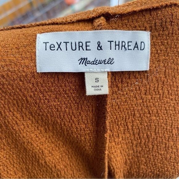 Madewell Texture & Thread Faux Wrap Side Tie Dress in Mustard Yellow Ochre Sz S - Picture 4 of 6